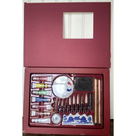CLASSIC CHINESE BRUSH PAINTING DELUXE ART SET HELEN TSE Used Once - Picture 2 of 5